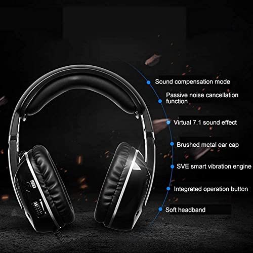 High-End-USB-PS4-Headset, 7.1 Surround-Sound, PC-Gaming-Headset mit Kabel und Geräuschunterdrückung, Mikrofon, Kopfhörer für Laptops, Computer, mit RGB-Licht/347 (Farbe: C) Bild 2