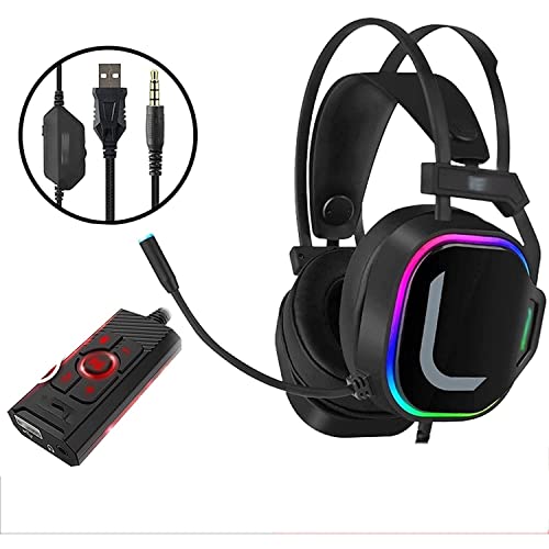 Kabelgebundenes Gaming-Headset, Computer-Kopfhörer mit Mikrofon/Mikrofon, Geräuschunterdrückung, Headset mit Geräuschunterdrückung, kompatibel mit PC, Schwarz / 373 Bild 7