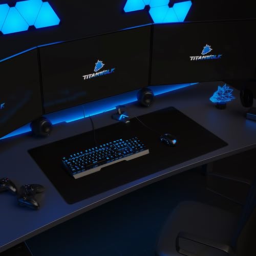 Titanwolf - XXXL Übergröße Mauspad 900x500mm - Gaming Mousepad Groß - 90x50 cm Tischunterlage Large Size - verbessert Präzision und Geschwindigkeit XXXL - für Logitech Maus und Tastatur - Schwarz Bild 5