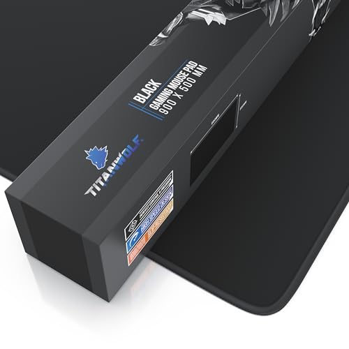Titanwolf - XXXL Übergröße Mauspad 900x500mm - Gaming Mousepad Groß - 90x50 cm Tischunterlage Large Size - verbessert Präzision und Geschwindigkeit XXXL - für Logitech Maus und Tastatur - Schwarz Bild 6