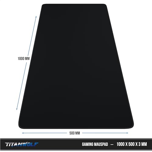 Titanwolf - XXXL Übergröße Mauspad 1000x500mm - Gaming Mousepad Groß - 100x50 cm Tischunterlage Large Size - verbessert Präzision und Geschwindigkeit XXXL - für Logitech Maus und Tastatur Schwarz Bild 2