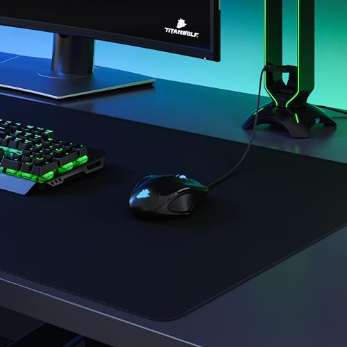 Titanwolf - XXXL Übergröße Mauspad 1000x500mm - Gaming Mousepad Groß - 100x50 cm Tischunterlage Large Size - verbessert Präzision und Geschwindigkeit XXXL - für Logitech Maus und Tastatur Schwarz Bild 4