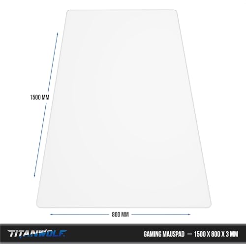 Titanwolf - XXXL Übergröße Mauspad 1500x800mm - Gaming Mousepad Groß - 150x80 cm Tischunterlage Large Size - verbessert Präzision und Geschwindigkeit XXXL - für Logitech Maus und Tastatur - Weiss Bild 2