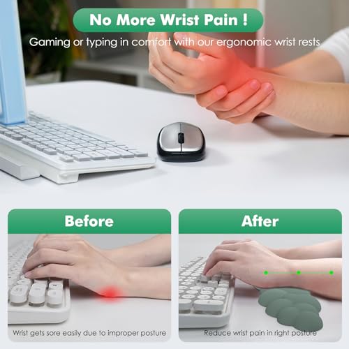 MoKo Wolke Handgelenkauflage, Ergonomisch Weich Cloud Handauflage Tastatur Maus Handballenauflage Set, Verbessertes Rutschfest PU Leder Mauspad für Büro Gaming Computer Laptop, Grün Bild 3