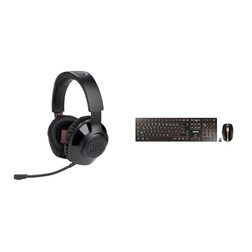 JBL Quantum 350 Over-Ear Gaming Headset – Wireless 2.4 GHz und USB-C-Anschluss & Cherry DW 9100 Slim, kabelloses Tastatur- und Maus-Set, Deutsches Layout Bild 1