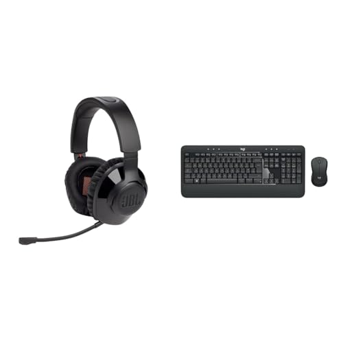 JBL Quantum 350 Over-Ear Gaming Headset – Wireless 2.4 GHz und USB-C-Anschluss & Logitech MK540 Advanced Kabellose Tastatur und Maus Combo für Windows Bild 1