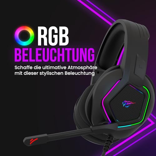 Strex Gaming Headset mit Mikrofon & RGB Beleuchtung - 7.1 Surround Sound - geeignet für PC / PS4 / PS5 / Xbox Bild 6