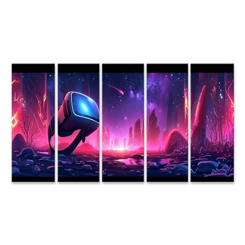 islandburner Bild auf Leinwand Neonbeleuchteter Raum mit VR-Headset, generiertes Technologie-Design Spielzimmer VR-Gaming-Center Leinwandbild Bild 1