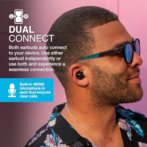 JLab Go Air Pop+ In Ear Kopfhörer kabellos Bluetooth, True Wireless Kopfhörer, 35+ Std Headphones, kabellose Ohrhörer, Earbuds mit Mikrofon, USB-C Ladebox, Dual Connect, EQ3 Sound, Mitternachtsschwarz Bild 4