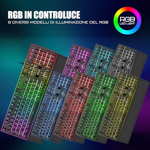 RedThunder K10 Gaming-Tastatur- und Maus-Set, Layout IT Metallplatte und Handballenauflage, RGB-Hintergrundbeleuchtung und 7D-Ergonomie - für Gamer PC Mac (Eisen), K10-B3 Bild 3