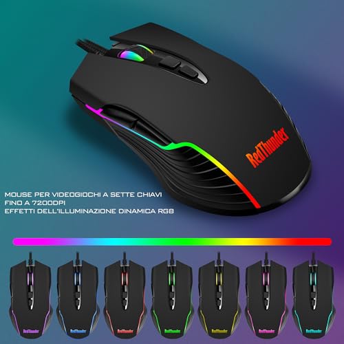 RedThunder K10 Gaming-Tastatur- und Maus-Set, Layout IT Metallplatte und Handballenauflage, RGB-Hintergrundbeleuchtung und 7D-Ergonomie - für Gamer PC Mac (Eisen), K10-B3 Bild 5