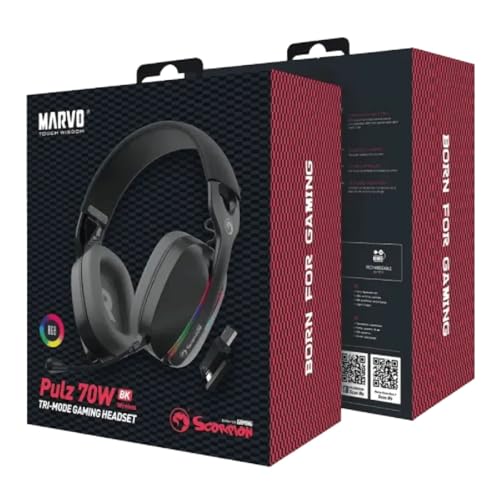 MARVO HG9086W-BK Gaming-Headset, Pulz, 70 W, kabellos, RGB, 40-mm-Treiber, integriertes Mikrofon, Schwarz Bild 6