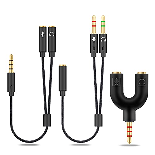 2-in-1 3.5mm Kopfhörer Splitter Adapter (Mikrofon Audio) Weiblich zu Männlich zu Weiblich Stereo Jack Y Kabel Kompatibel für PS4, PS5, Nintendo Switch, Telefon, Laptop(3 im 1-Pack) Bild 1