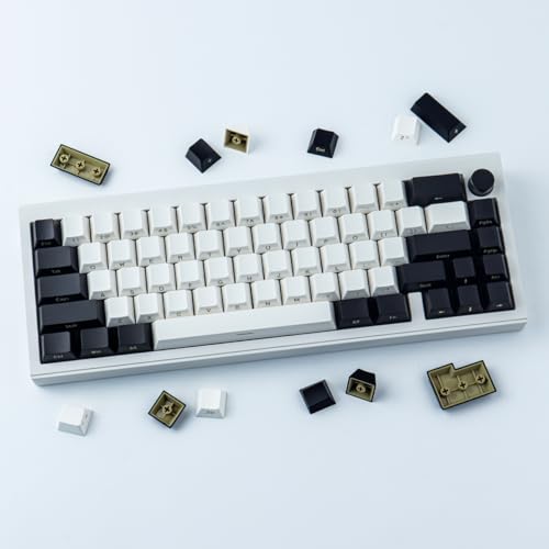 Tsungup Custom Keycaps 145 Tasten Tastenkappen ABS ISO Keycaps Seite gedruckt Keycap Set passen 60 Prozent Tastatur, kompatible Cherry MX Tasten für ISO Layout mechanische Tastatur (Schwarz & Weiß) Bild 2