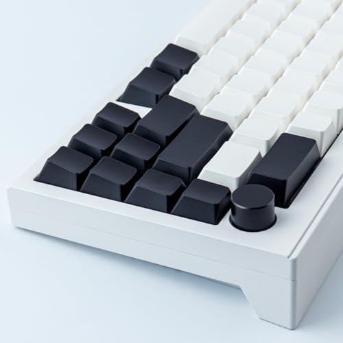 Tsungup Custom Keycaps 145 Tasten Tastenkappen ABS ISO Keycaps Seite gedruckt Keycap Set passen 60 Prozent Tastatur, kompatible Cherry MX Tasten für ISO Layout mechanische Tastatur (Schwarz & Weiß) Bild 5