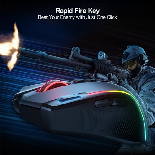 Redragon M612 PRO RGB Gaming Maus 8000 DPI Kabelgebundene/Kabellose Maus mit 9 Programmierbaren Tasten & 6 Hintergrundbeleuchtungsmodi BT & 2.4G Drahtlose Softwareunterstützung Bild 6