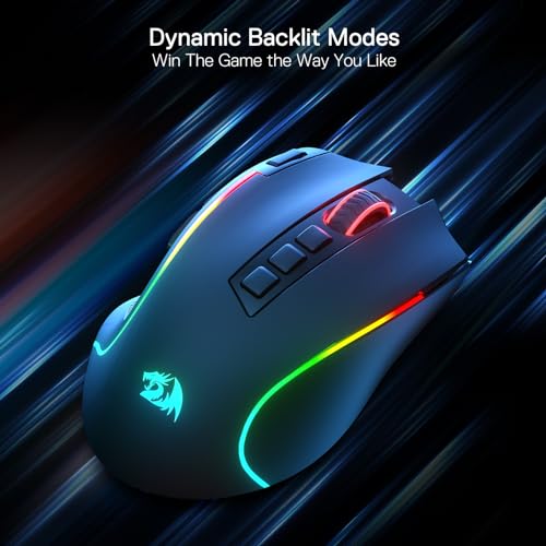 Redragon M612 PRO RGB Gaming Maus 8000 DPI Kabelgebundene/Kabellose Maus mit 9 Programmierbaren Tasten & 6 Hintergrundbeleuchtungsmodi BT & 2.4G Drahtlose Softwareunterstützung Bild 7