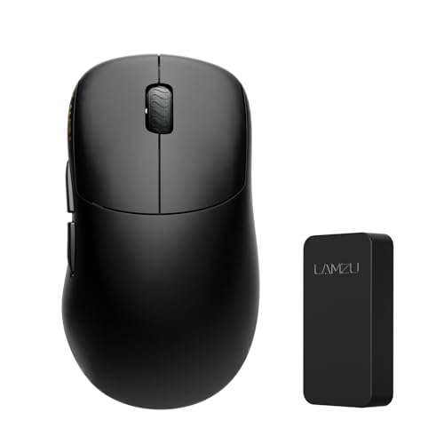 Lamzu Kabellose Gaming-Maus 4K 52g 26000 DPI, ergonomisch, optischer Schalter, TTC-Encoder Silber, PAW3395 Sensor, MCU Nordic, inklusive 4K Dongle Bild 1
