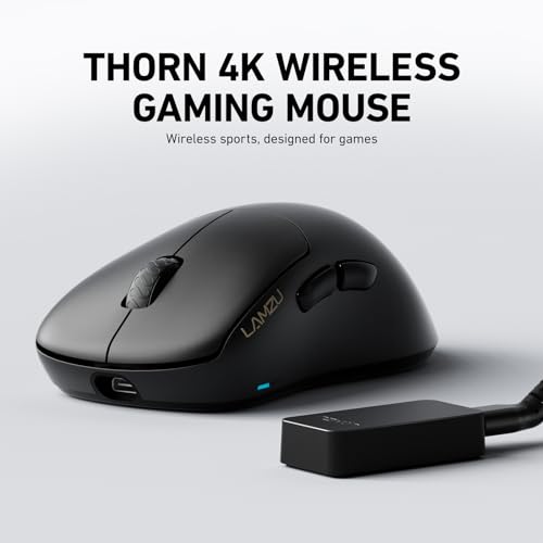 Lamzu Kabellose Gaming-Maus 4K 52g 26000 DPI, ergonomisch, optischer Schalter, TTC-Encoder Silber, PAW3395 Sensor, MCU Nordic, inklusive 4K Dongle Bild 2