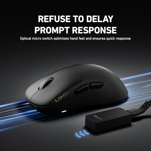 Lamzu Kabellose Gaming-Maus 4K 52g 26000 DPI, ergonomisch, optischer Schalter, TTC-Encoder Silber, PAW3395 Sensor, MCU Nordic, inklusive 4K Dongle Bild 5