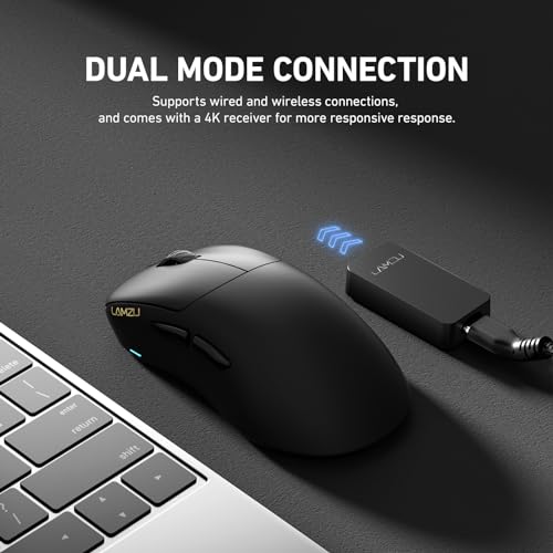 Lamzu Kabellose Gaming-Maus 4K 52g 26000 DPI, ergonomisch, optischer Schalter, TTC-Encoder Silber, PAW3395 Sensor, MCU Nordic, inklusive 4K Dongle Bild 6