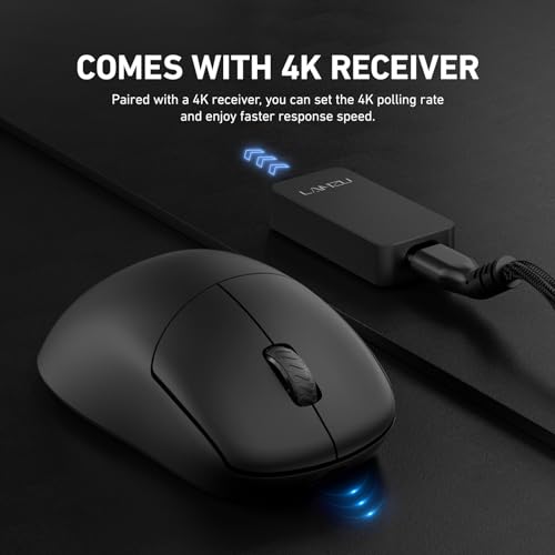 Lamzu Kabellose Gaming-Maus 4K 52g 26000 DPI, ergonomisch, optischer Schalter, TTC-Encoder Silber, PAW3395 Sensor, MCU Nordic, inklusive 4K Dongle Bild 7