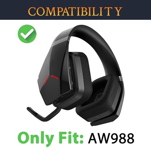 SOULWIT Kühlgel Ersatzpolster Ersatz Ohrpolster für Alienware AW988 (AW 988) Kabelloses Gaming-Headset, Polster mit Geräuschisolierungsschaum Bild 2