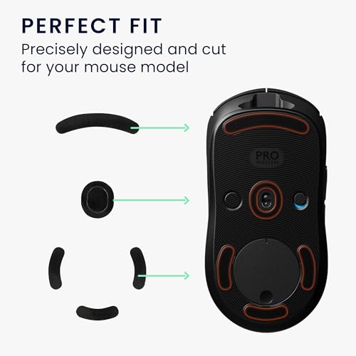 kwmobile Mouse Feet Sticker kompatibel mit Logitech G Pro Wireless Gaming Ersatz Glider - Mausfüße passgenau - Maus Glides in Schwarz Bild 3