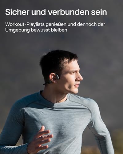 SHOKZ OpenRun Knochenschall Kopfhörer, Open-Ear Sport Bluetooth Kopfhörer mit Noise-Cancelling Mikrofon, IP67 wasserdichte kabellose Ohrhörer zum Laufen, 8 Std Spielzeit, USB-C, mit Sport-Stirnband Bild 4
