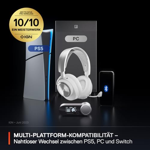 SteelSeries Arctis Nova Pro Wireless - Multi-System Gaming Headset (PC, PS5, Switch + Bluetooth) - Hi-Fi-Treiber - Infinity Power System mit 2 Akkus - Active Noise Cancellation - ClearCast Gen2 Mikro Bild 2