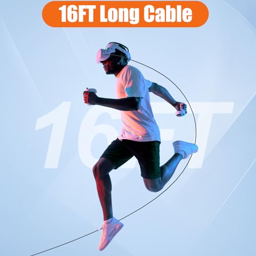 5M Link Kabel,für Samsung Galaxy VR/Meta/Oculus Quest3/Quest2/Pro PICO 4 PC Steam VR,High Speed PC Datenübertragung Virtual Reality Headset Kabel,USB 3.0 zu USB C Kabel für VR Headset und Gaming PC Bild 3