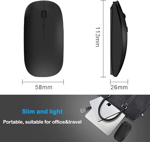 Bluetooth Kabellose Maus für MacBook Air Mac Pro Laptop Computer iPad PC Optische wiederaufladbare leise Funkmaus mit Dual Mode Switch Maus Bluetooth5.2/3.0 und 2.4GHz USB Typ-C Empfänger,Schwarz Bild 7