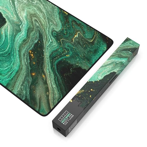 Titanwolf - XXXL Übergröße Mauspad 1200x600mm, Gaming Mousepad Groß 120x60 cm Tischunterlage Large Size verbessert Präzision und Geschwindigkeit XXXL für Logitech Maus und Tastatur, Marmor Grün Gold Bild 6