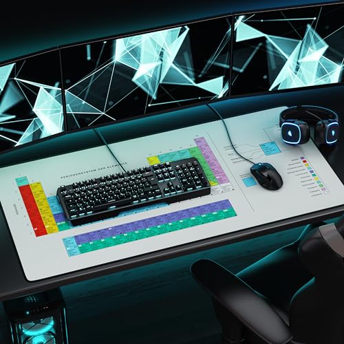 Titanwolf - XXXL Übergröße Mauspad 1200x600mm, Gaming Mousepad Groß 120x60 cm Tischunterlage Large Size verbessert Präzision und Geschwindigkeit XXXL für Logitech Maus und Tastatur, Periodensystem Bild 5
