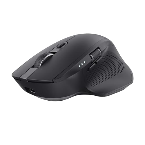 Trust Ozaa+ Kabellose Maus Bluetooth + 2.4GHz, Programmierbare Mehrgeräte Funkmaus, Seitliches Mausrad, 60% Recyclingkunststoff Wiederaufladbare Leise Bluetooth Maus Laptop Computer Mac, Schwarz Bild 1