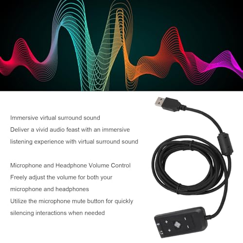 Dpofirs USB-Soundkarte, USB-zu-35-mm-Klinken-Audio-Adapter, Virtueller 7.1-Surround-Sound, USB-Adapter for HyperX Cloud II, for ps5, for Xbox Series X/S, for Xbox One,, Dpofirszsc5u9y0k7 Bild 3