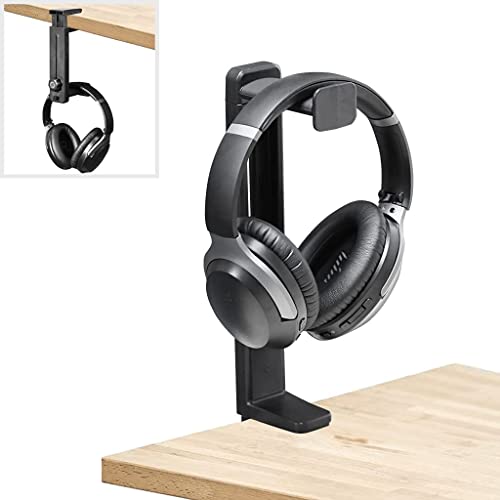 Kopfhörer-Aufhänger, Headset-Halter, Headset-Ständer, 360 Grad drehbarer Kopfhörer-Ständer, 2 in 1, über und unter dem Schreibtisch, Gaming-Headset-Halter, Halterungshaken, Headset-Ständer, Kopfhörer- Bild 3