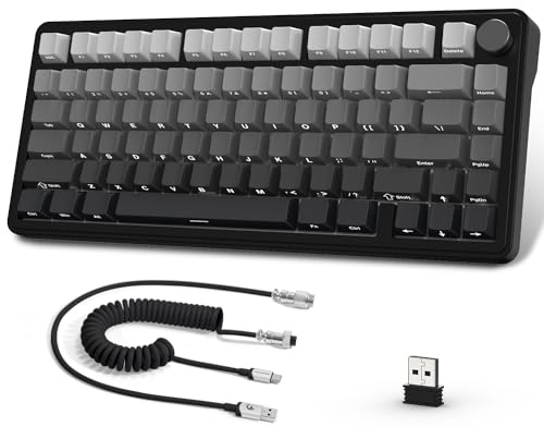 AJAZZ x Attack Shark X85 Mechanische Tastatur,75% Kabellose Gaming-Tastatur mit Knopf,5-Lagige Polsterung,Seitlich Bedruckte PBT-Tastenkappe,BT5,1/2,4 GHz/USB-C,Hot-Swap-Linearschalter,RGB,für PC,MAC Bild 1