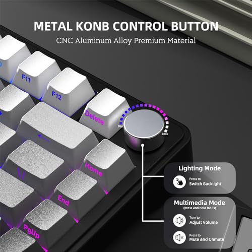 AJAZZ x Attack Shark X85 Mechanische Tastatur,75% Kabellose Gaming-Tastatur mit Knopf,5-Lagige Polsterung,Seitlich Bedruckte PBT-Tastenkappe,BT5,1/2,4 GHz/USB-C,Hot-Swap-Linearschalter,RGB,für PC,MAC Bild 3