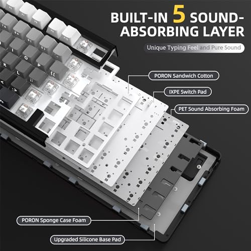 AJAZZ x Attack Shark X85 Mechanische Tastatur,75% Kabellose Gaming-Tastatur mit Knopf,5-Lagige Polsterung,Seitlich Bedruckte PBT-Tastenkappe,BT5,1/2,4 GHz/USB-C,Hot-Swap-Linearschalter,RGB,für PC,MAC Bild 5