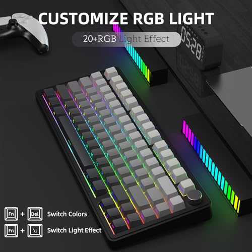 AJAZZ x Attack Shark X85 Mechanische Tastatur,75% Kabellose Gaming-Tastatur mit Knopf,5-Lagige Polsterung,Seitlich Bedruckte PBT-Tastenkappe,BT5,1/2,4 GHz/USB-C,Hot-Swap-Linearschalter,RGB,für PC,MAC Bild 6
