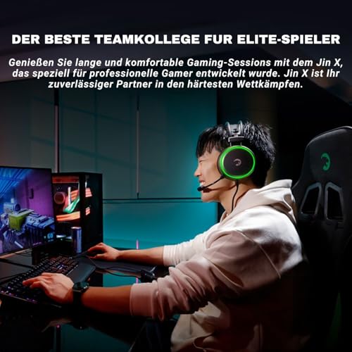 GAMEPOWER Jin X Gaming Headset – 50mm Neodym-Treiber, 24-Bit Hi-Fi Sound, AI-ENC Mikrofon, 3.5mm Klinke Kopfhörer kompatibel mit PS5, PS4, Xbox Series X/S, PC, Switch - Dark Gray Bild 6