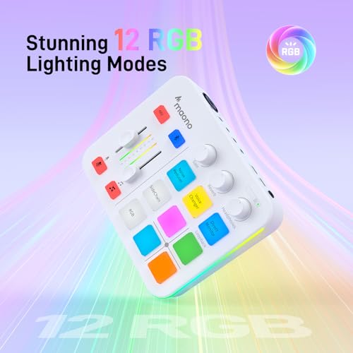 MAONO Audio Mixer, Audio-Interface mit Pro-Preamp, RGB, Bluetooth, 48V-Phantom-Speisung für Live-Streaming, Podcasting, Content-Erstellung, Gaming – MaonoCaster G1 NEO (Weiß) Bild 5