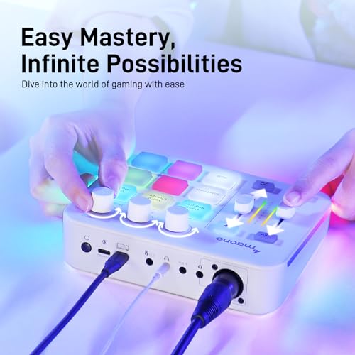 MAONO Audio Mixer, Audio-Interface mit Pro-Preamp, RGB, Bluetooth, 48V-Phantom-Speisung für Live-Streaming, Podcasting, Content-Erstellung, Gaming – MaonoCaster G1 NEO (Weiß) Bild 6