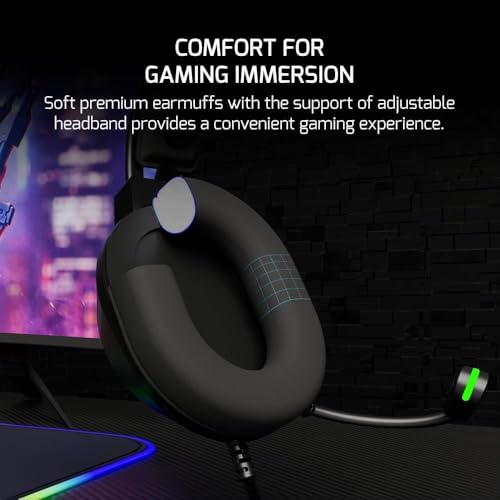 GAMEPOWER Voldon X Gaming Headset – 50mm Neodym-Treiber, AI-ENC Mikrofon, 3.5mm Klinke Kopfhörer kompatibel mit PS5, PS4, Xbox Series X/S, PC, Switch - Schwarz Bild 4
