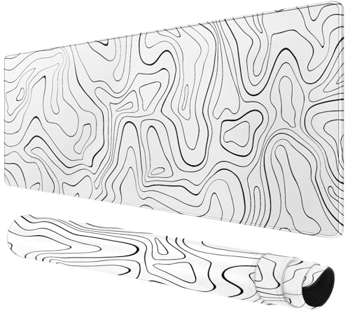 Rcege Großes Gaming Mauspad mit genähten Rändern, erweitertes Mauspad mit Rutschfester Unterlage, Schreibtischunterlage für Tastatur und Maus (Linie Weiße, 800x400cm) Bild 1