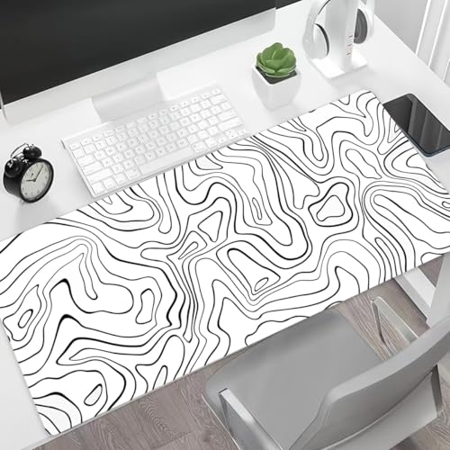 Rcege Großes Gaming Mauspad mit genähten Rändern, erweitertes Mauspad mit Rutschfester Unterlage, Schreibtischunterlage für Tastatur und Maus (Linie Weiße, 800x400cm) Bild 7
