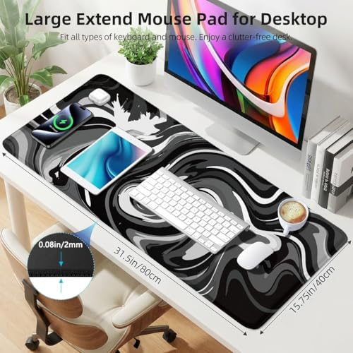 Rcege Großer Mauspad für Schreibtisch - 800x400mm Gaming-Mauspad mit genähten Kanten, Nicht rutschender Unterlage, Schreibtischmatte für Tastatur und Maus Bild 6