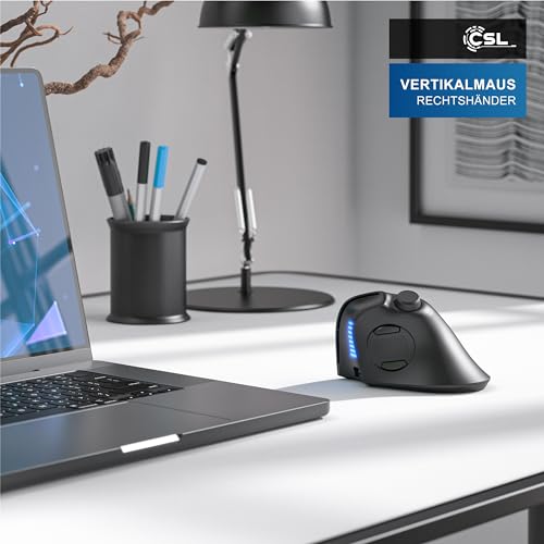 CSL - Vertikal Maus Bluetooth - Wireless kabellos - vertikale Ausführung - ergonomisches Design - gegen Mausarm Tennisarm - Multimedia-Drehregler - PC Windows 11 Linux Bild 6