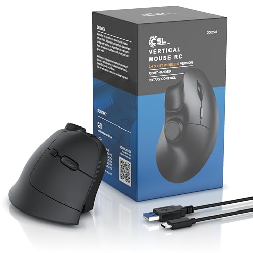 CSL - Vertikal Maus Bluetooth - Wireless kabellos - vertikale Ausführung - ergonomisches Design - gegen Mausarm Tennisarm - Multimedia-Drehregler - PC Windows 11 Linux Bild 7
